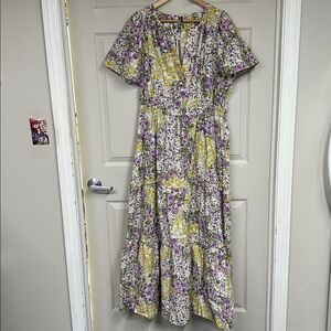 Anthropologie Somerset Floral Maxi Dress in Purple and Yellow